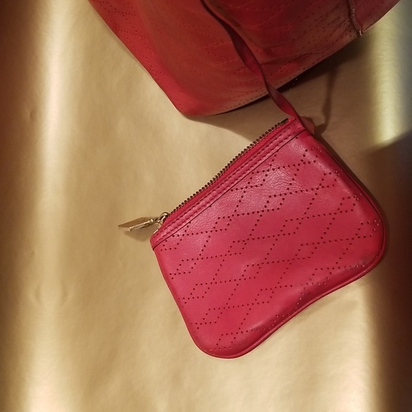 MZ Wallace Red Berlin Diamond Perforated Leather Tote Bag - Picture 8 of 16